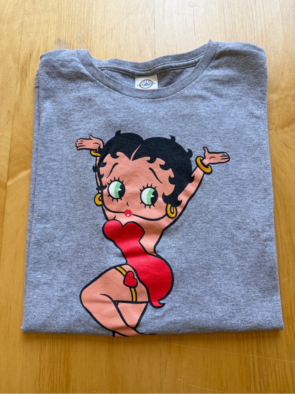 Betty Boop Graphic Tee XL Gray Cartoon Pin Up T Shirt Y2K Retro